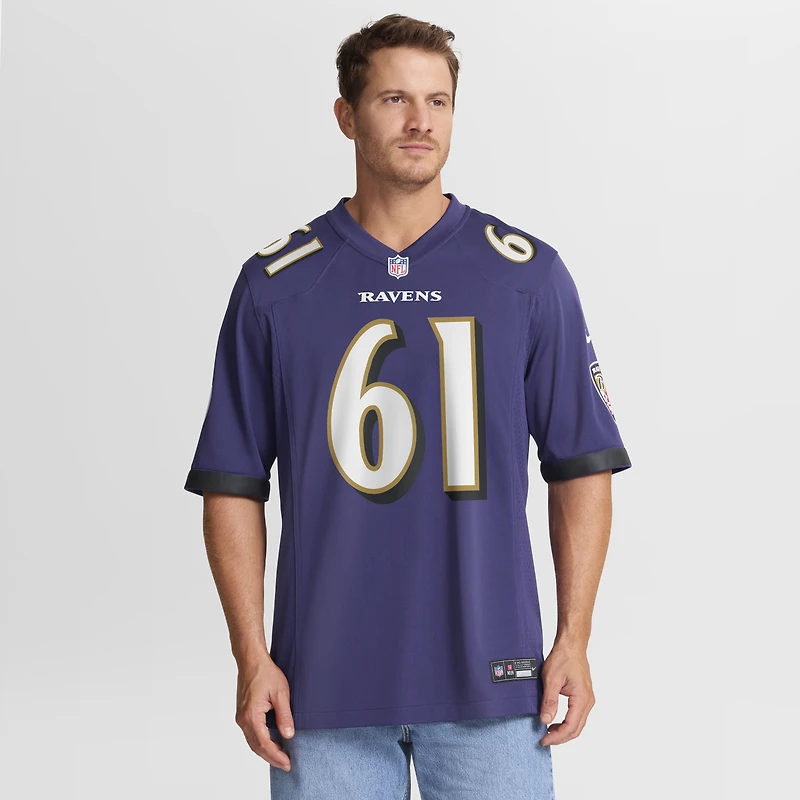 Men's Nike Sam Mustipher Purple Baltimore Ravens Team Game Jersey