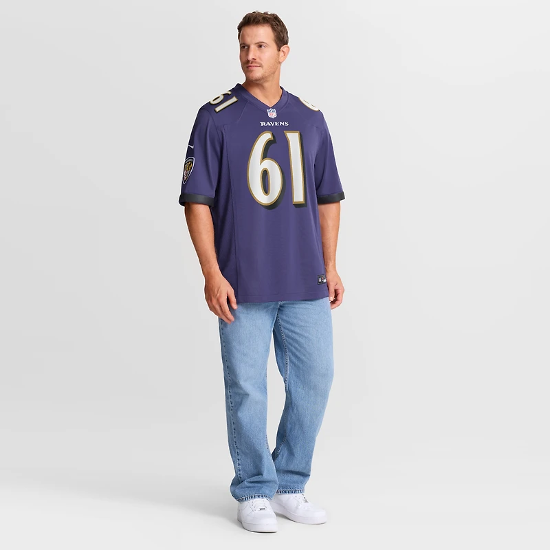 Men's Nike Sam Mustipher Purple Baltimore Ravens Team Game Jersey
