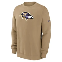 Men's Nike Tan Baltimore Ravens Swing Pass Rewind Club Pullover Sweatshirt