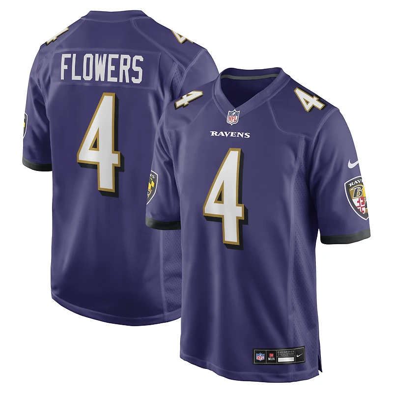 Maillot de match Nike Zay Flowers violet pour homme des Baltimore Ravens