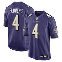 Maillot de match Nike Zay Flowers violet pour homme des Baltimore Ravens