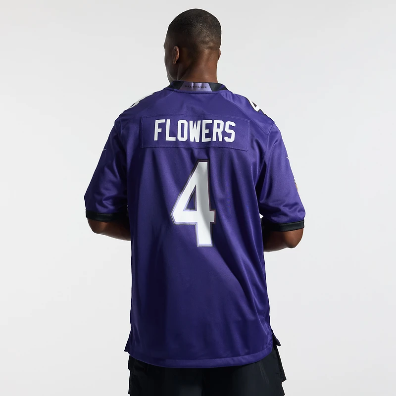 Men's Nike Zay Flowers Purple Baltimore Ravens Team Game Jersey