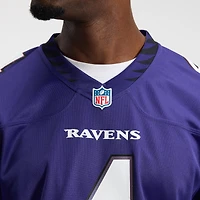 Maillot de match Nike Zay Flowers violet pour homme, équipe des Ravens Baltimore