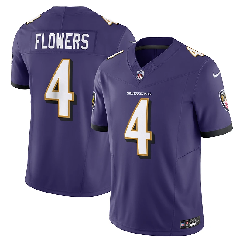 Maillot Nike Zay Flowers violet pour homme Baltimore Ravens Vapor F.U.S.E. Limited