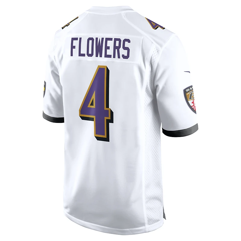 Maillot de match l'équipe Nike Zay Flowers blanc Baltimore Ravens pour homme