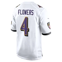 Maillot de match l'équipe Nike Zay Flowers blanc Baltimore Ravens pour homme