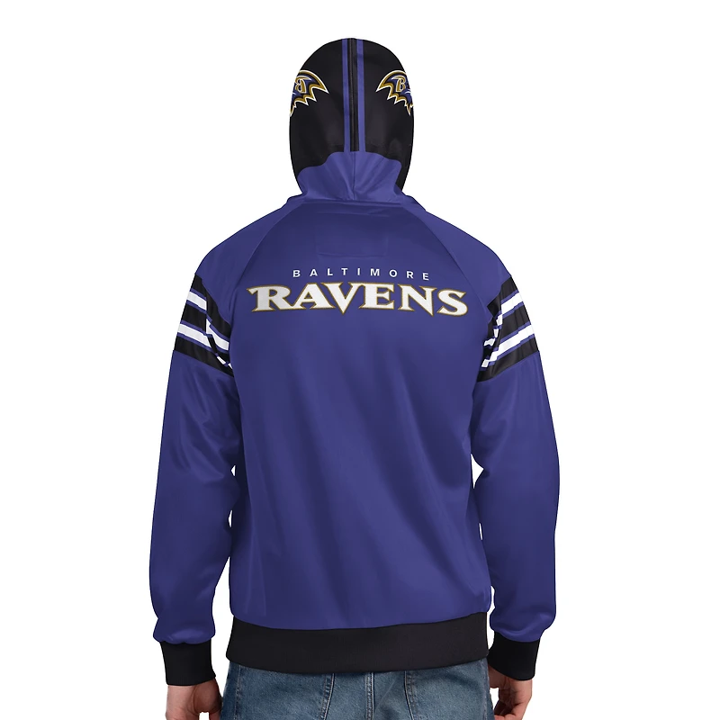Veste de survêtement à capuche zippée Pro Player violet/noir pour homme des Baltimore Ravens