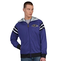 Veste de survêtement à capuche zippée Pro Player violet/noir pour homme des Baltimore Ravens