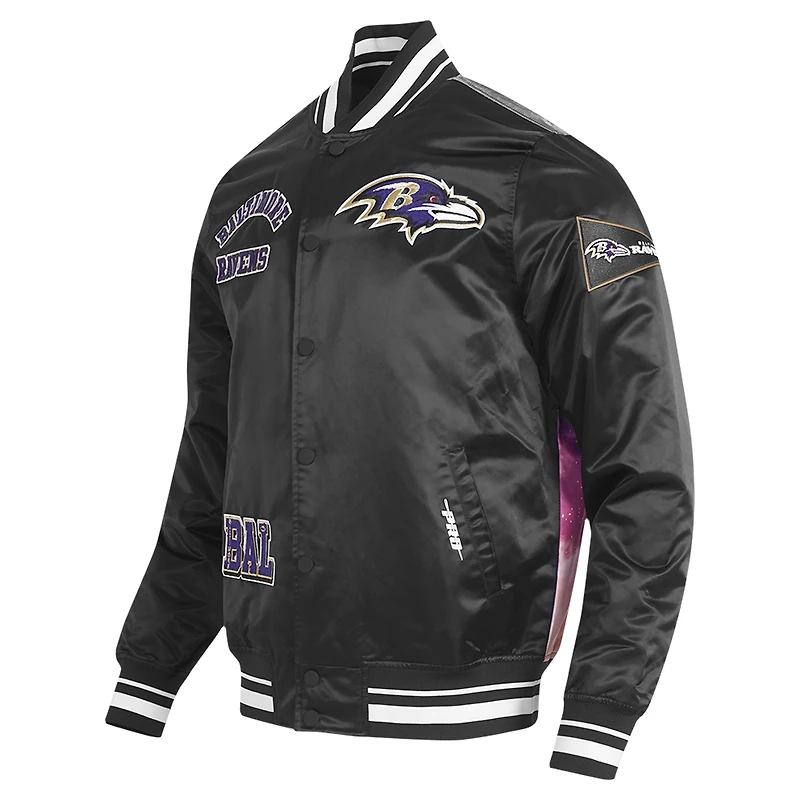 Men's Pro Standard Black Baltimore Ravens Sublimated Satin Full-Snap Jacket