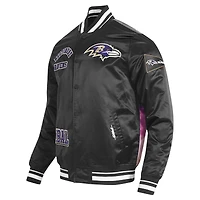 Veste à boutons-pression en satin sublimé Pro Standard Black Baltimore Ravens pour homme