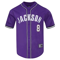 Maillot de baseball boutonné en maille Pro Standard Lamar Jackson violet Baltimore Ravens pour hommes