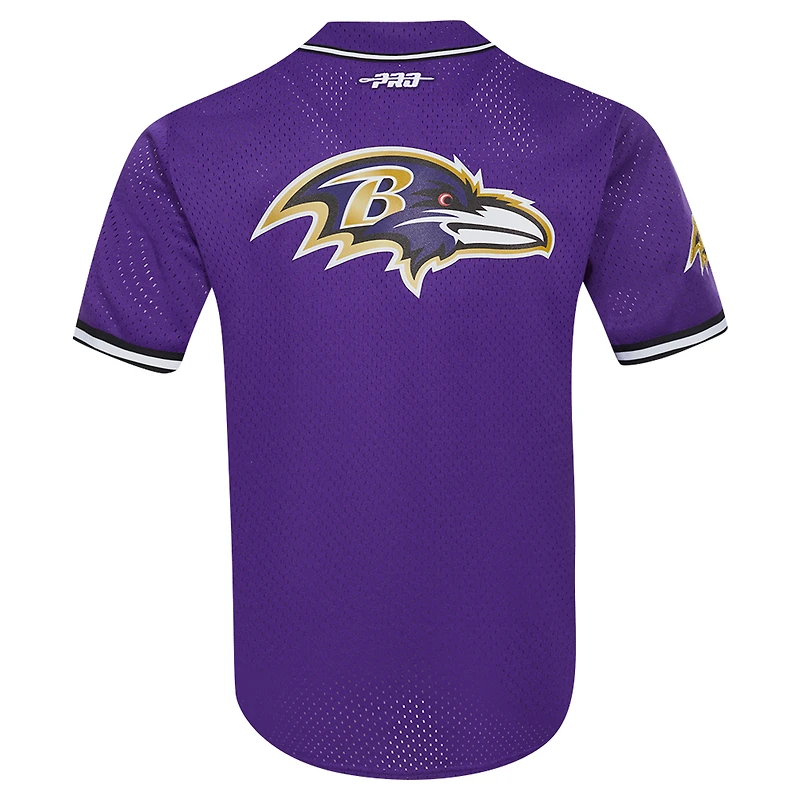 Maillot de baseball boutonné en maille Pro Standard Lamar Jackson violet Baltimore Ravens pour hommes