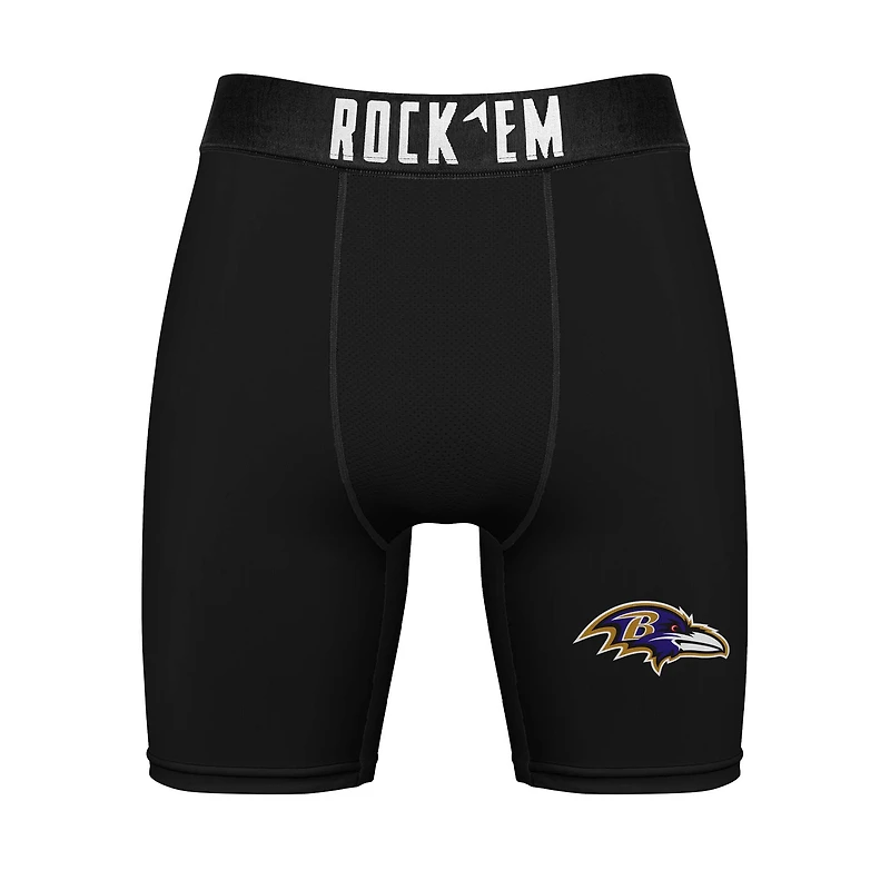 Men's Rock Em Socks Baltimore Ravens Primary Crew & Boxer Briefs Combo Pack