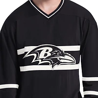 Men's Starter Black/White Baltimore Ravens Lineup Long Sleeve T-Shirt