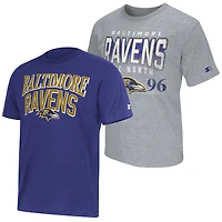 Men's Starter  Purple/Gray Baltimore Ravens Two-Pack Logo T-Shirt Set