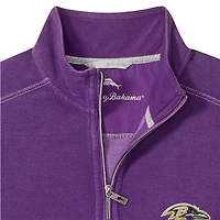 Pull Tommy Bahama violet à demi-zip pour homme des Baltimore Ravens Sport Tobago