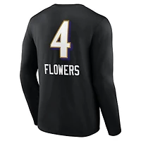 Men's Zay Flowers Black Baltimore Ravens Team Wordmark Name & Number Long Sleeve T-Shirt