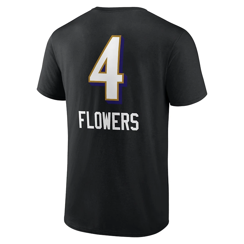 T-shirt Zay Flowers pour homme, noir, avec nom et numéro de l'équipe des Baltimore Ravens