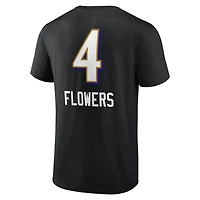 T-shirt Zay Flowers pour homme, noir, avec nom et numéro de l'équipe des Baltimore Ravens