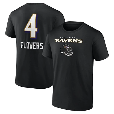 T-shirt Zay Flowers pour homme, noir, avec nom et numéro de l'équipe des Baltimore Ravens