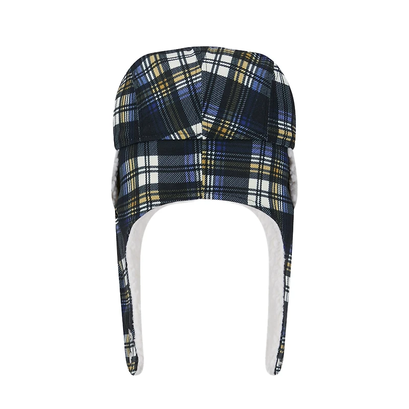 New Era Black Baltimore Ravens Sideline Plaid Sherpa Trapper Hat
