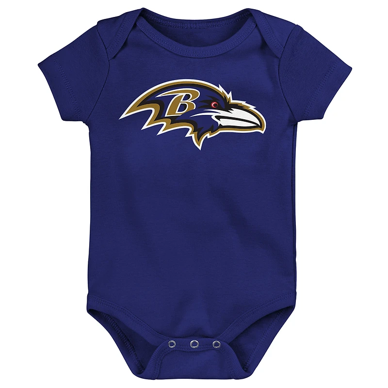 Newborn Outerstuff Baltimore Ravens Little Tike 3-Piece Bodysuit Set