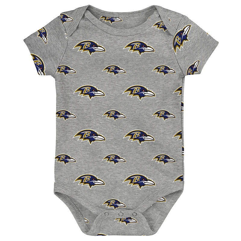 Newborn Outerstuff Baltimore Ravens Little Tike 3-Piece Bodysuit Set