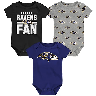 Newborn Outerstuff Baltimore Ravens Little Tike 3-Piece Bodysuit Set