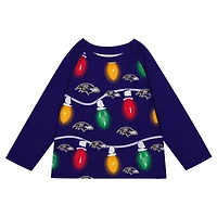 Preschool Baltimore Ravens Two-Piece Garland Holiday Long Sleeve Pajama Set