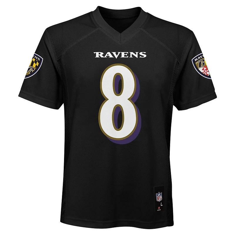 Maillot de joueur réplique noir des Ravens Baltimore Lamar Jackson pour enfants d'âge préscolaire