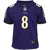Maillot de match Nike Lamar Jackson violet des Ravens Baltimore pour enfants d'âge préscolaire