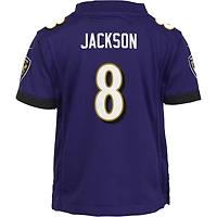 Maillot de match Nike Lamar Jackson violet des Ravens Baltimore pour enfants d'âge préscolaire