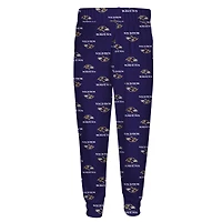 Ensemble de pyjama pour enfant Outerstuff violet à imprimé intégral des Baltimore Ravens, t-shirt manches longues et pantalon