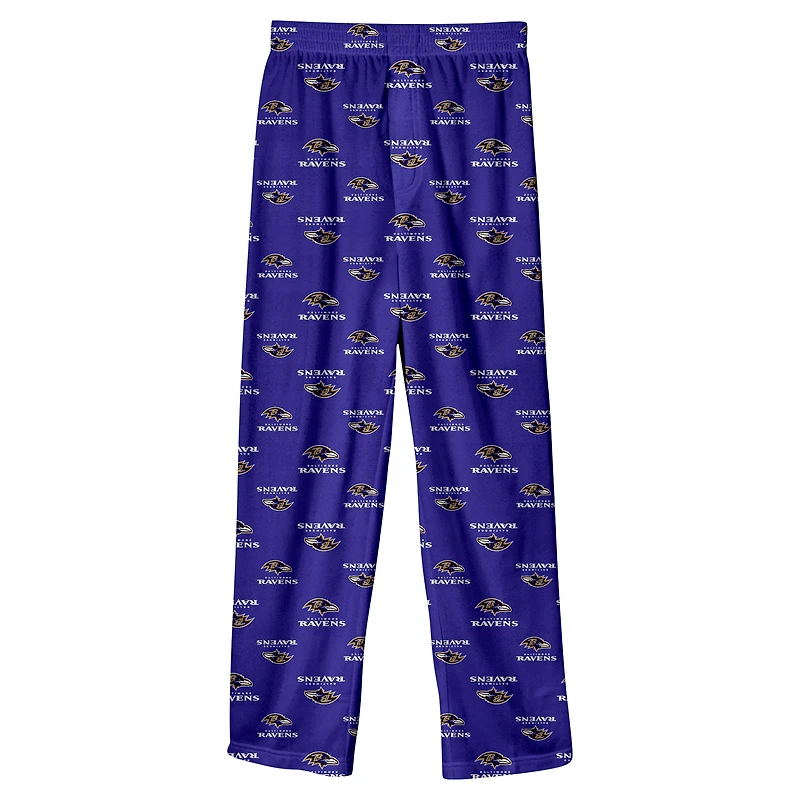 Pantalon de pyjama imprimé violet pour enfants d'âge préscolaire avec équipe des Baltimore Ravens