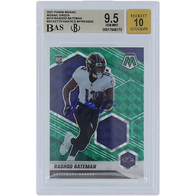 V106832 RAV Rashod Bateman Baltimore Ravens Autographié 2021 Panini Mosaic Mosaic Green #310 Beckett Fanatics Witnessed Authenticated 9.5/10 Rookie Card 7 Rashod Bateman AUT PAA TRADING CARDS 45831 AUTTRC CA01F08136 #38