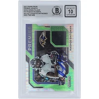 Carte Panini Prizm Neon Pulsar Premier Relic #PJ-10 2021 autographiée par Rashod Bateman des Baltimore Ravens, carte Beckett Fanatics, authentifiée et témoin de l'incident.
