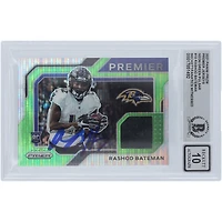 Carte Panini Prizm Neon Pulsar Premier Relic #PJ-10 2021 autographiée par Rashod Bateman des Baltimore Ravens, carte Beckett Fanatics, authentifiée et témoin de l'incident.