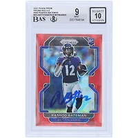 Rashod Bateman Baltimore Ravens Autographed 2021 Panini Prizm Red Ice Prizm #340 Beckett Fanatics Witnessed Authenticated 9/10 Rookie Card
