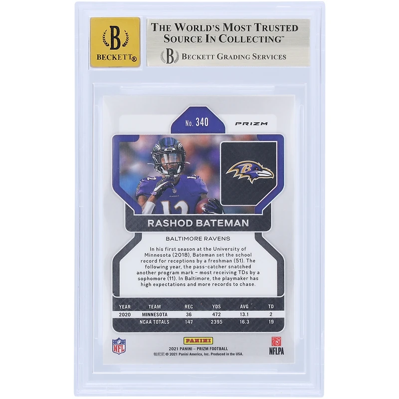 V106832 RAV Rashod Bateman Baltimore Ravens Autographié 2021 Panini Prizm Rouge Blanc & Bleu Prizm #340 Beckett Fanatics Witnessed Authenticated 9.5/10 Rookie Card 7 Rashod Bateman AUT PAA TRADING CARDS 45831 AUTTRC CA01F08140 #42