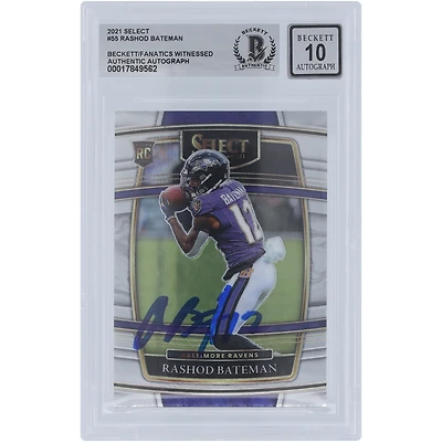 Carte de recrue authentifiée 2021 Panini Select n° 55 signée Rashod Bateman des Baltimore Ravens, Beckett Fanatics