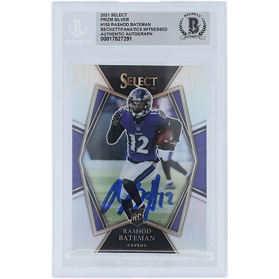 Rashod Bateman Baltimore Ravens Autographed 2021 Panini Select Silver Prizm #155 Beckett Fanatics Witnessed Authenticated Rookie Card