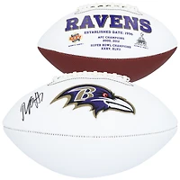 Ballon de football Jardin White Panel autographié par Rashod Bateman des Baltimore Ravens