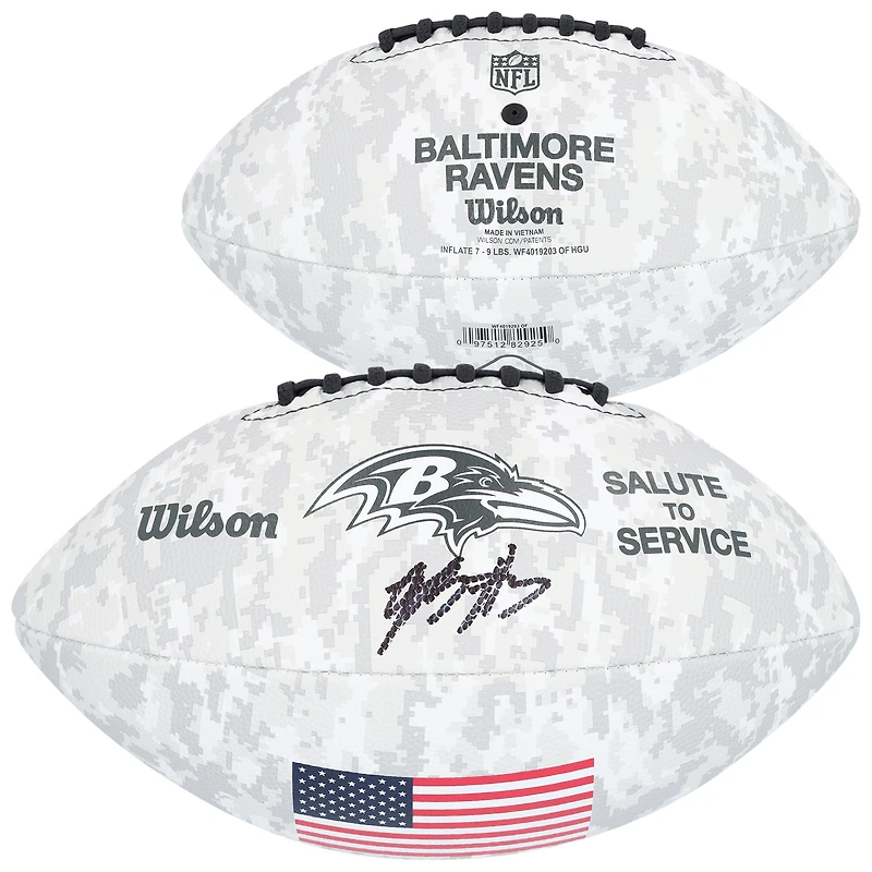 Rashod Bateman Baltimore Ravens Autographed Wilson 2024 Salute To Service Football