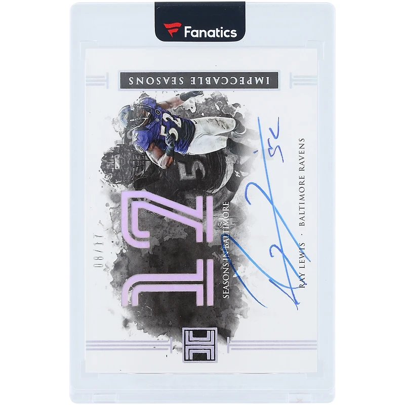 Ray Lewis Baltimore Ravens Autographed 2016 Panini Impeccable Seasons #15 #8/17 Card