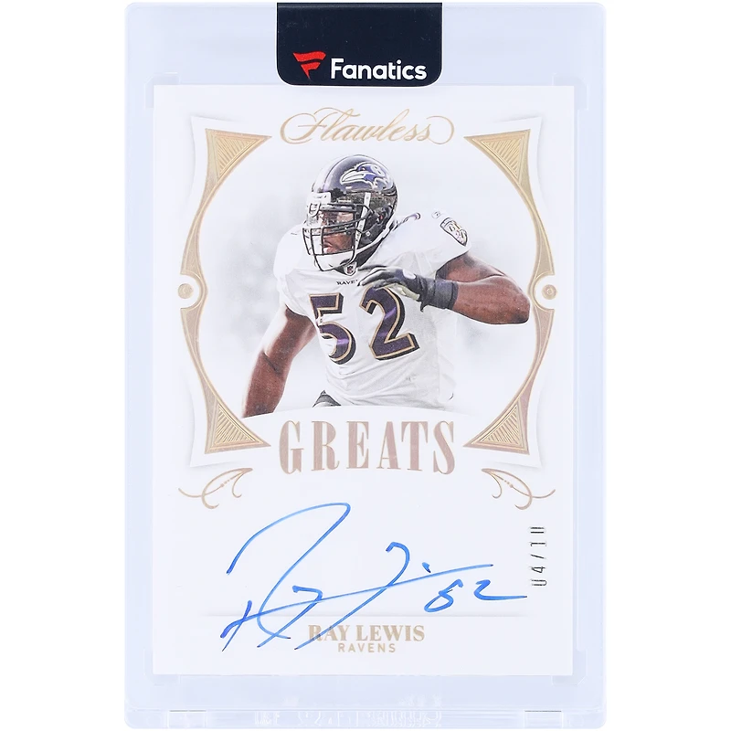 Ray Lewis Baltimore Ravens Autographed 2020 Panini Flawless Greats Gold #GR-RAL #4/10 Card