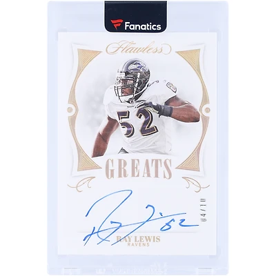 Ray Lewis Baltimore Ravens Autographed 2020 Panini Flawless Greats Gold #GR-RAL #4/10 Card