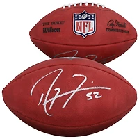 Ballon de football américain Duke en couleur, autographié par Ray Lewis (Baltimore Ravens).