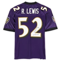 Maillot authentique violet autographié par Ray Lewis des Baltimore Ravens, Mitchell & Ness 2000