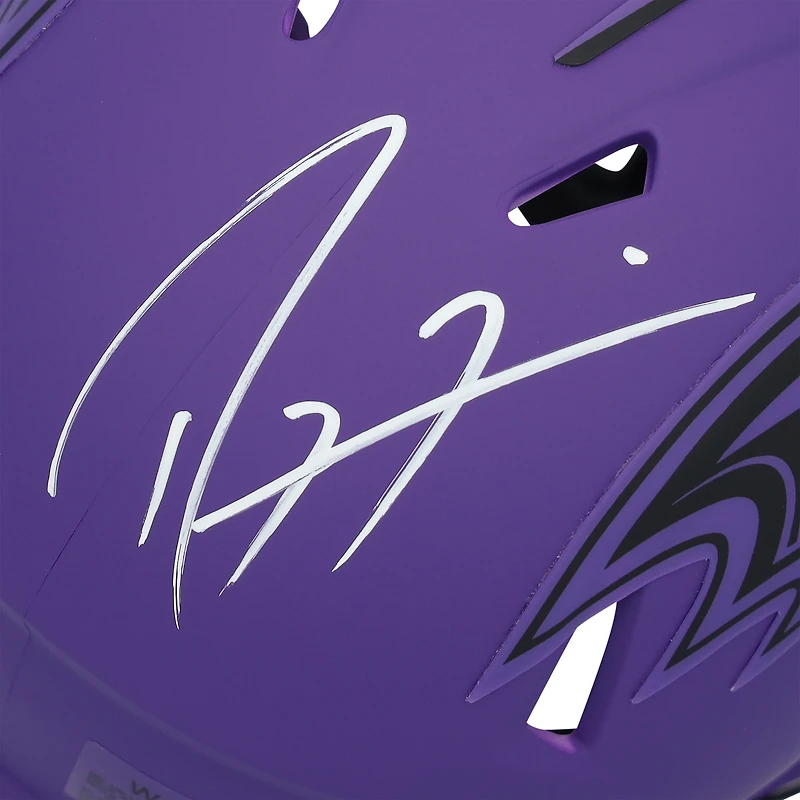 Casque Riddell Rave Speed Mini autographié par Ray Lewis des Baltimore Ravens