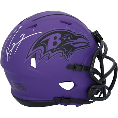Casque Riddell Rave Speed Mini autographié par Ray Lewis des Baltimore Ravens